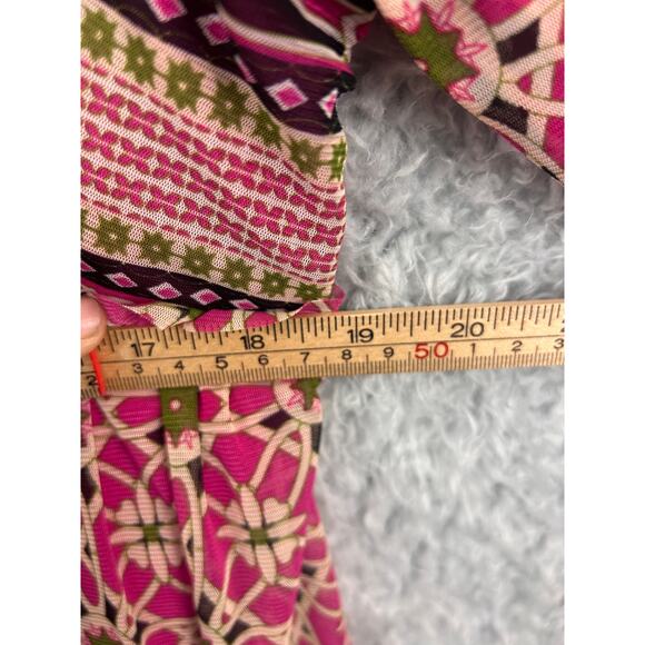 NWT Rose + Olive Pink Boho Print Peplum Blouse Women’s XL V-Neck Long Sleeve - Picture 3 of 6